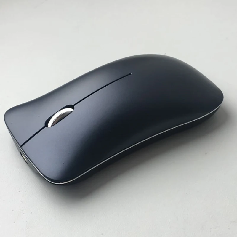 Черный Беспроводная 2,4G+ Bluetooth 4,0 режим мыши из алюминиевого сплава ультра-тонкая зарядка портативная высококлассная оптическая мышь - Цвет: Черный