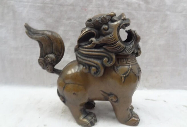 WBY 823 + Чистая латунь Китайский Бронзовый буддийский богатство Фу Собака