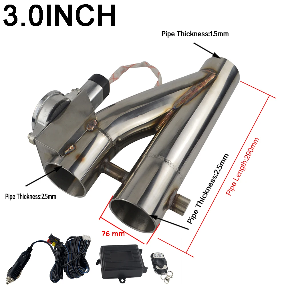 3.0 inch EMP87 WLR-универсальный из нержавеющей стали 304 2," /3" Электрический выхлоп водосточной трубы вырез E-Cut Out двойной клапан дистанционный беспроводной - Цвет: 3.0 inch EMP87