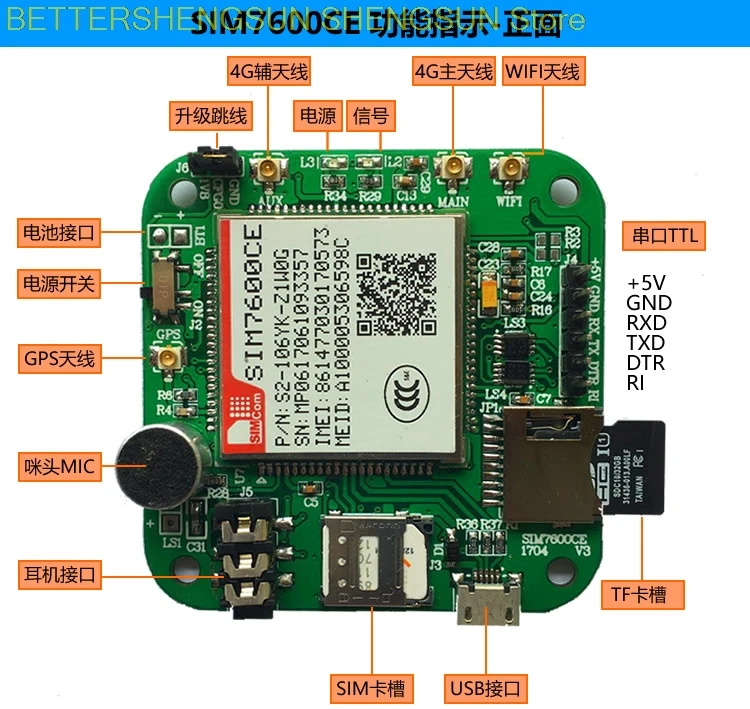 

The 4G module Netcom SIM7600CE board support WIFI voice 7100CMIFI support GPS TF Card