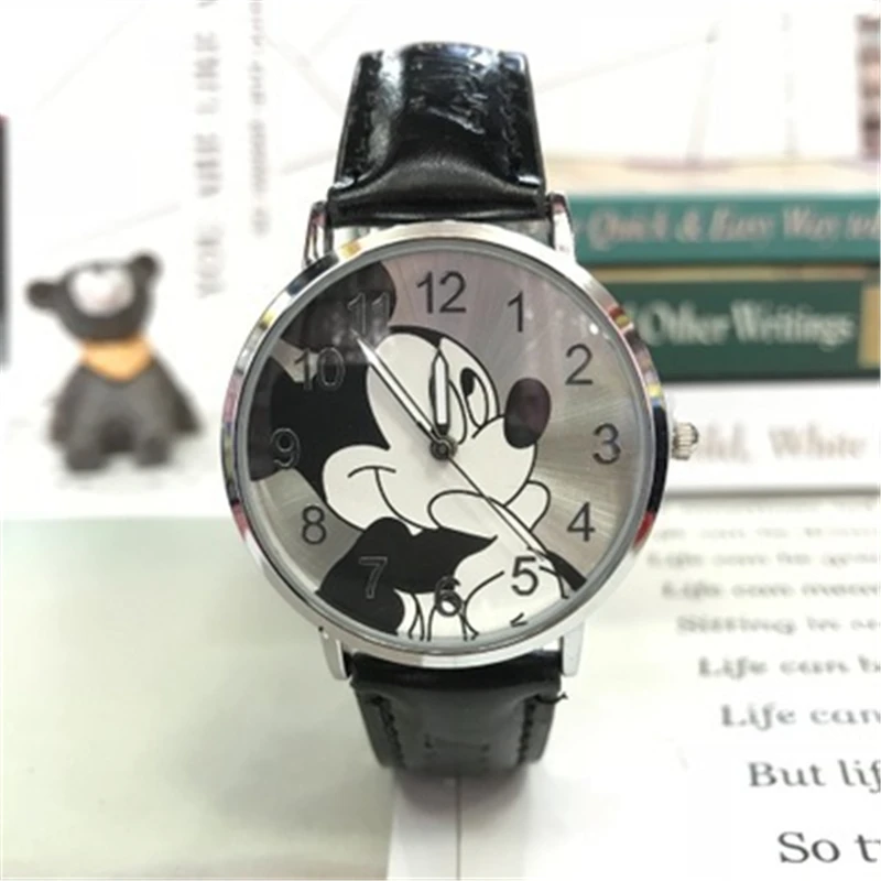 Детские часы для мальчиков с ушками Диснея и Микки детские кожаным ремешком из