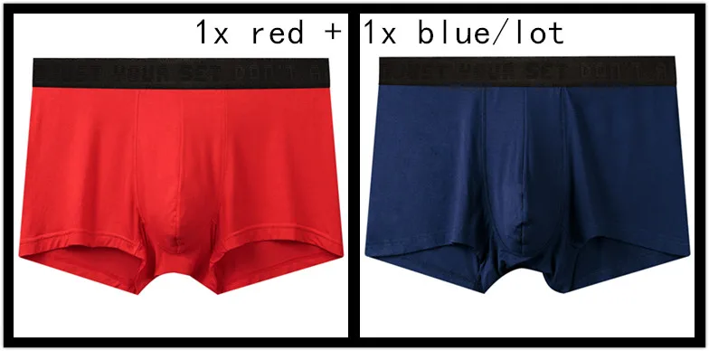 1x red 1x blue Eves, 2 шт./лот, мужское нижнее белье, боксеры, шорты, хлопок, Cuecas, боксеры, лакированная кожа, мужские боксеры, шорты, мужские трусы, calzoncillos - Цвет: 1x red 1x blue