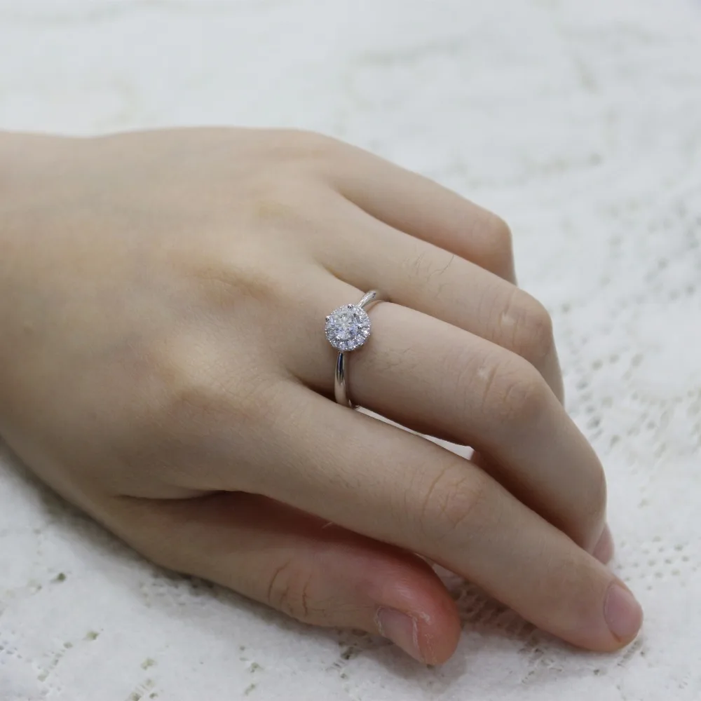LASAMERO 0.54CT FG/SI Round Cut Halo Natural Diamond Ring For Women 18k White Gold Certified Engagement Wedding Valentine | Украшения и