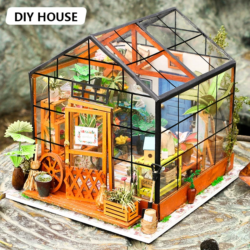 If State Diy Hut Ручная сборка креативная игрушка художественный дом Кэти Цветочная