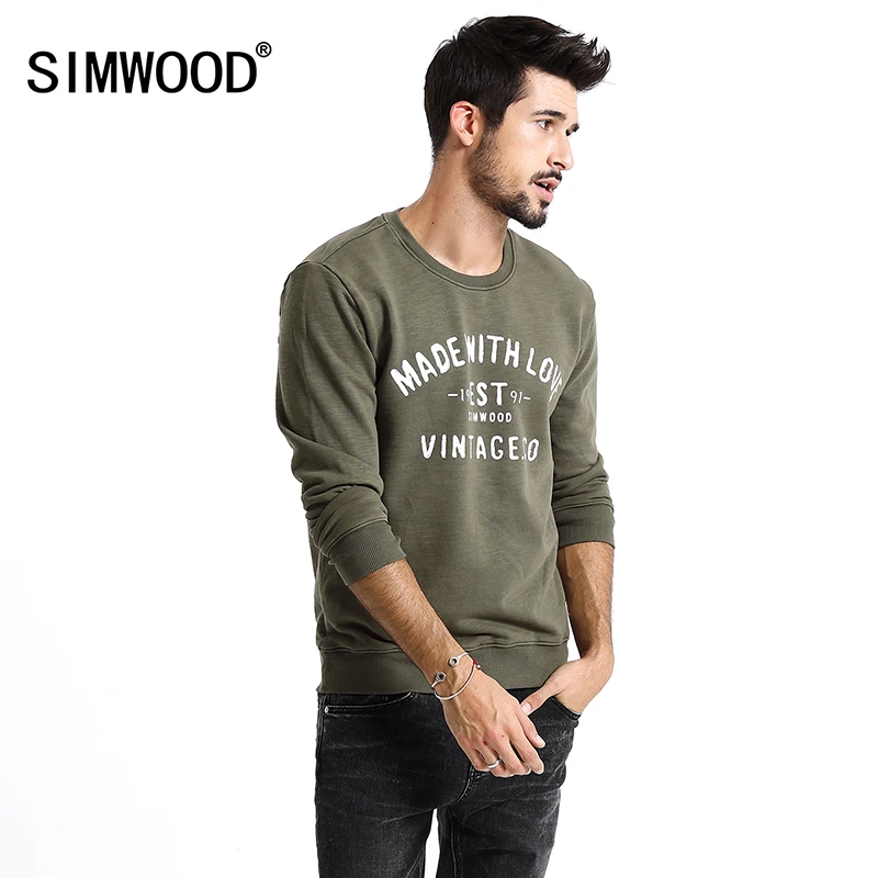 SIMWOOD новинка Осень зима модные брендовые толстовки мужские повседневные