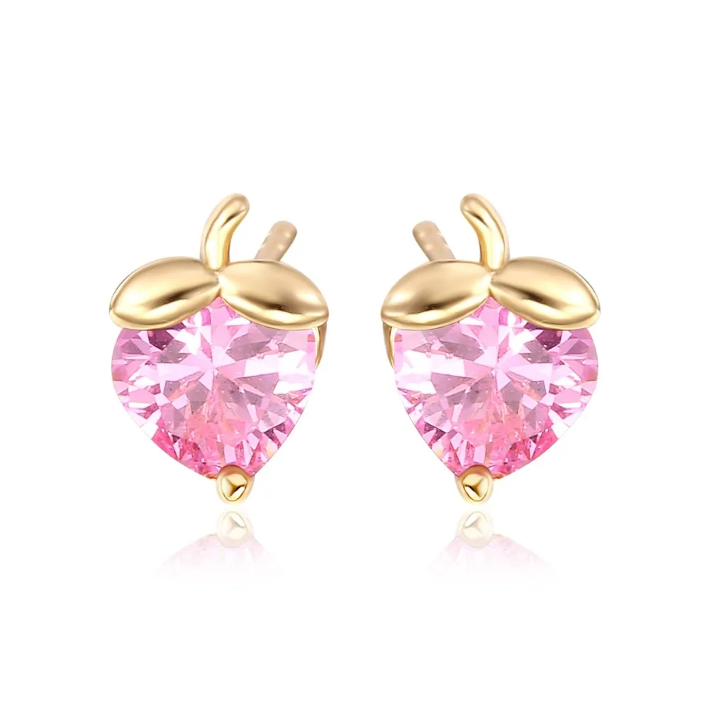 6 Цвета милый желтое золото Цвет разноцветный Сердце Вырезать CZ клубника Малый