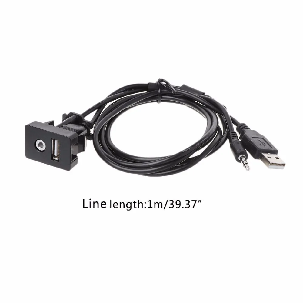 1 м автомобильный 3,5 мм AUX USB порт Удлинительный кабель панель USB разъем для наушников переходник для крепления C45