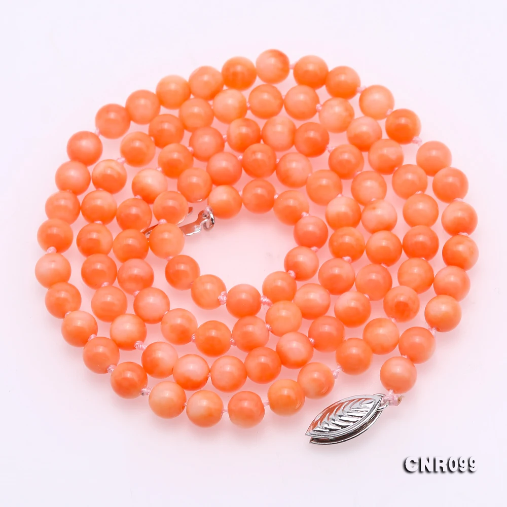 

JYX Lovely 3.5mm 4-5mm Tiny Round Orange Coral Necklace Elegant Gemstone Jewelry For Mother gift 18" 20" Handmade