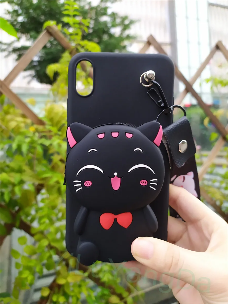 Black Cat Милый мультяшный котенок Маленький Стич кошелек на молнии чехол для телефона OnePlus 6 6T 7 7 Pro Мягкий силиконовый чехол для сумки One Plus 6 6t 7 Pro - Цвет: Black Cat