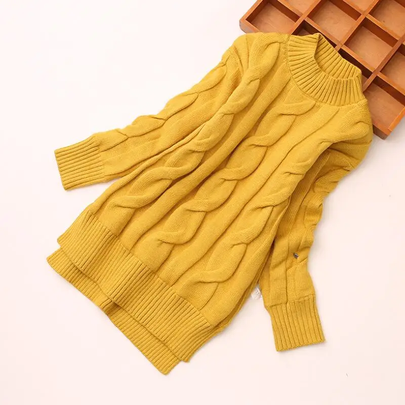 yellow girls sweater Рождественская зимняя теплая плотная одежда с длинными рукавами для малышей и подростков свитер для девочек детский пуловер, Свитера JW4302 - Цвет: yellow girls sweater
