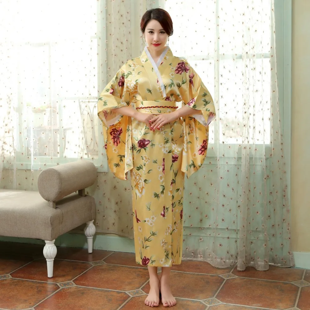 Женское винтажное шелковое кимоно Yukata платье для танцев один размер HL04|yukata obi|yukata