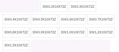 1 .     72T,   ,   30  x 10  x 0, 2/0, 3/0, 4/0, 5/0, 6/0, 7/0, 8/0, 9/1/1/2/1