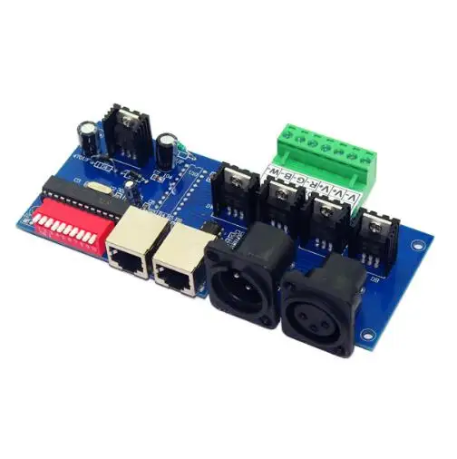 Оптовая продажа 1 шт. 4 канала x 4A с интерфейсом RJ45 RGBW светодиодный контроллер DMX512