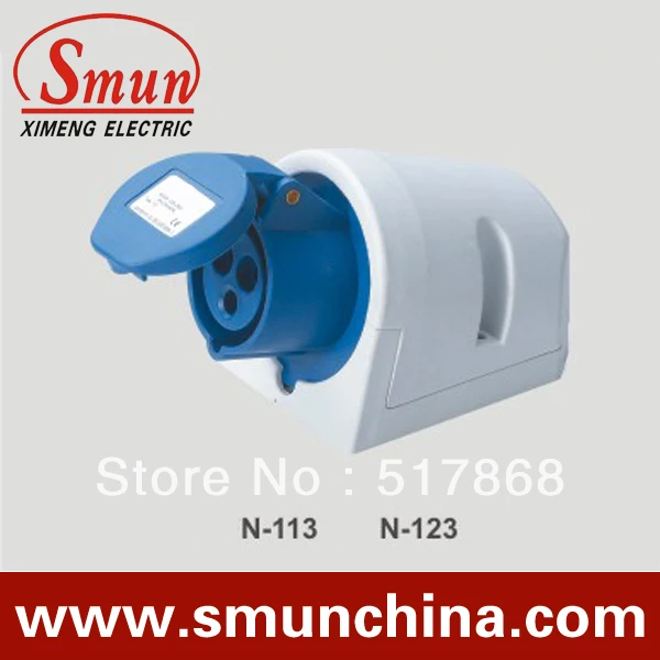 N 123 32A 220 250V 2P + E 3pin промышленная настенная розетка с CE ROHS 1 год гарантии IP44 градусов