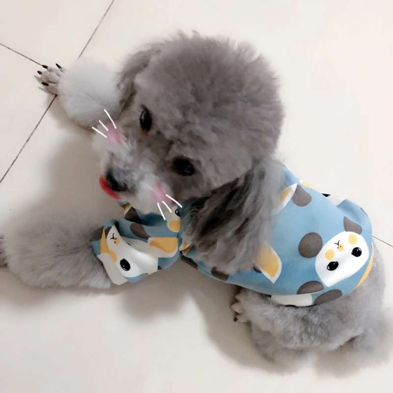 С милым принтом Толстовка для маленькой собаки куртка с лисьим мехом Зимние