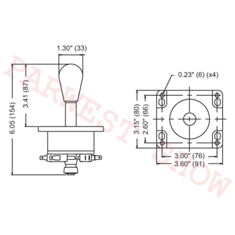 Черный/красный аркадный джойстик с переключателем Mirco Овальный в американском