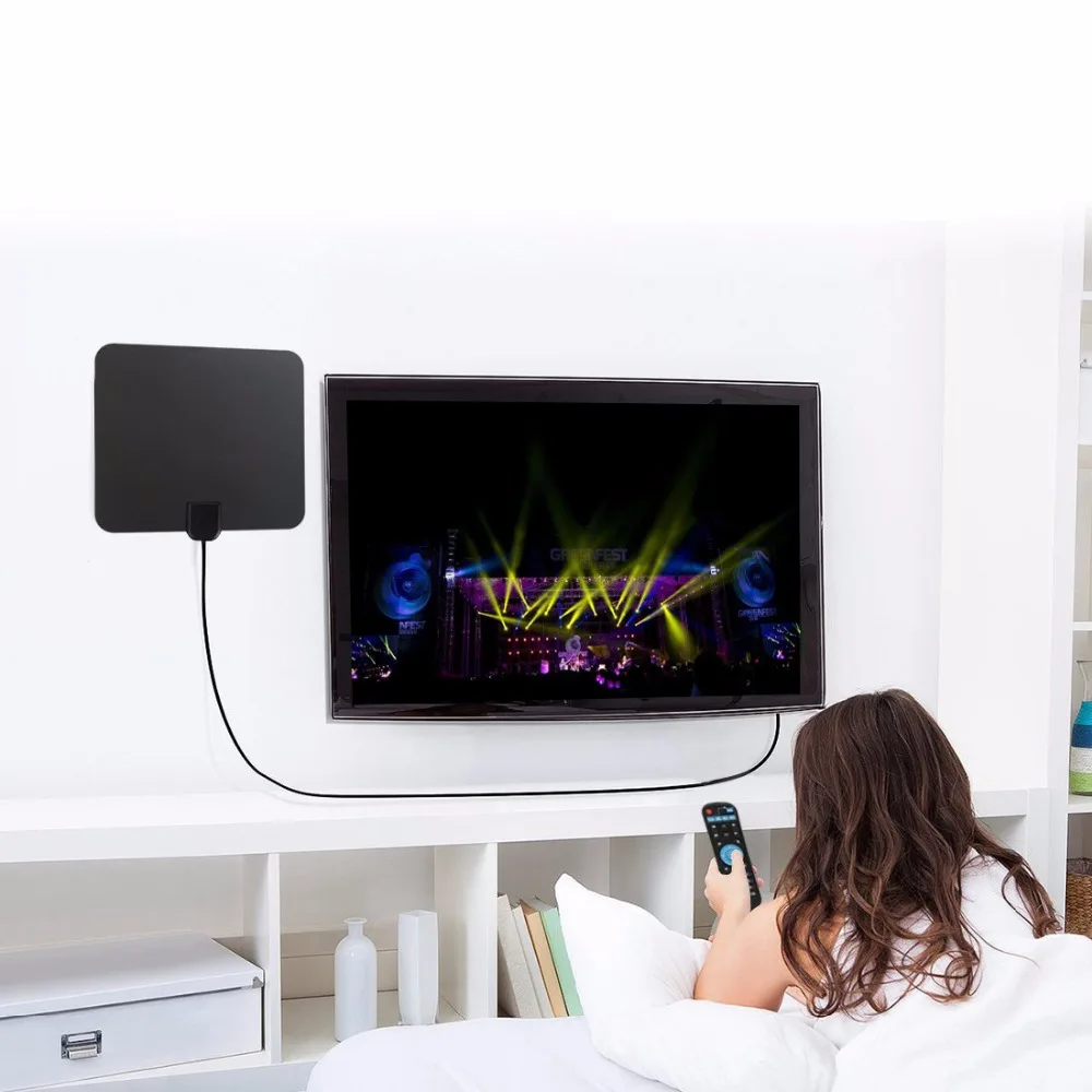 100 миль цифровой HD ТВ indoor антенну с усилитель сигнала Фокс Antena Бесплатная Aerial DVB T2/