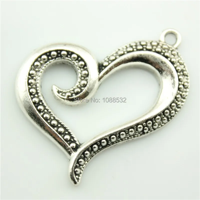 Плавающей очарование 10 шт. большой сердца полости подвески античная серебряный