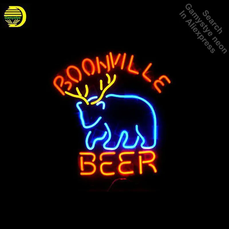 

Neon Signs for Boon ville Beer Deer Handcrafted Neon Bulbs sign Glass Tube Decorate Wall neon light maker Signboard dropshipping