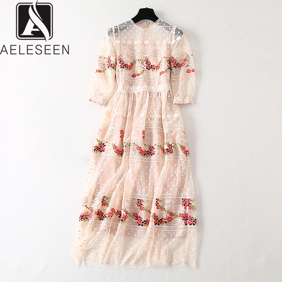 AELESEEN/Роскошное дизайнерское платье 2019 летнее Модное Новое Женское с рукавами