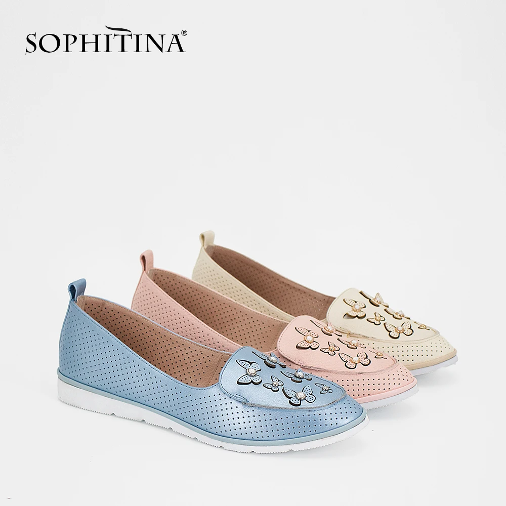Женские туфли на плоской подошве SOPHITINA повседневные лоферы из овечьей кожи без