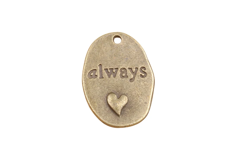 

20PCS Antiqued Bronze always with heart tag charms #91334