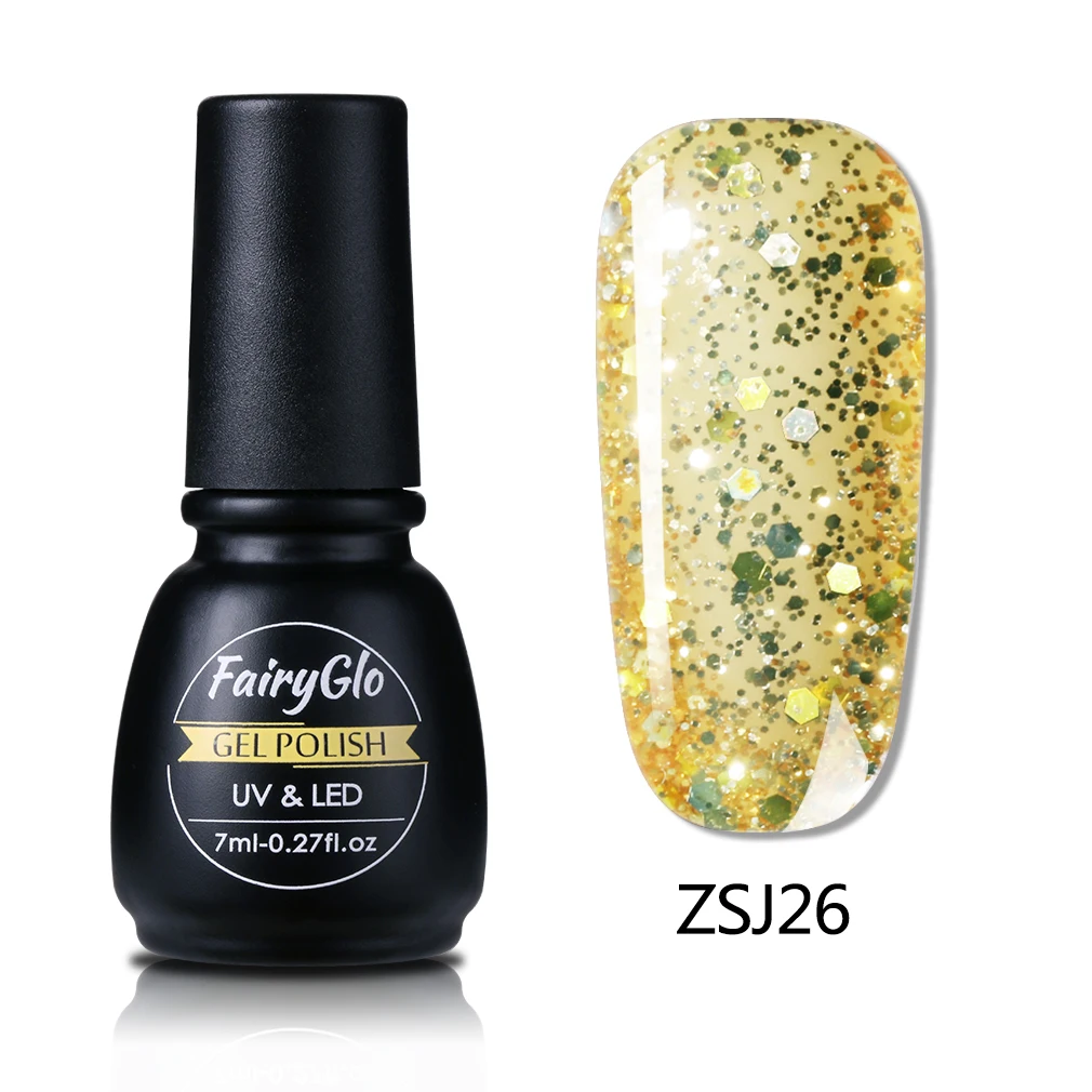 ZSJ26 FairyGlo 7 мл Алмазный УФ-гель для ногтей длинный последний Гибридный Гель-лак краска Лаки лак для ногтей замочить от полупостоянного - Цвет: ZSJ26