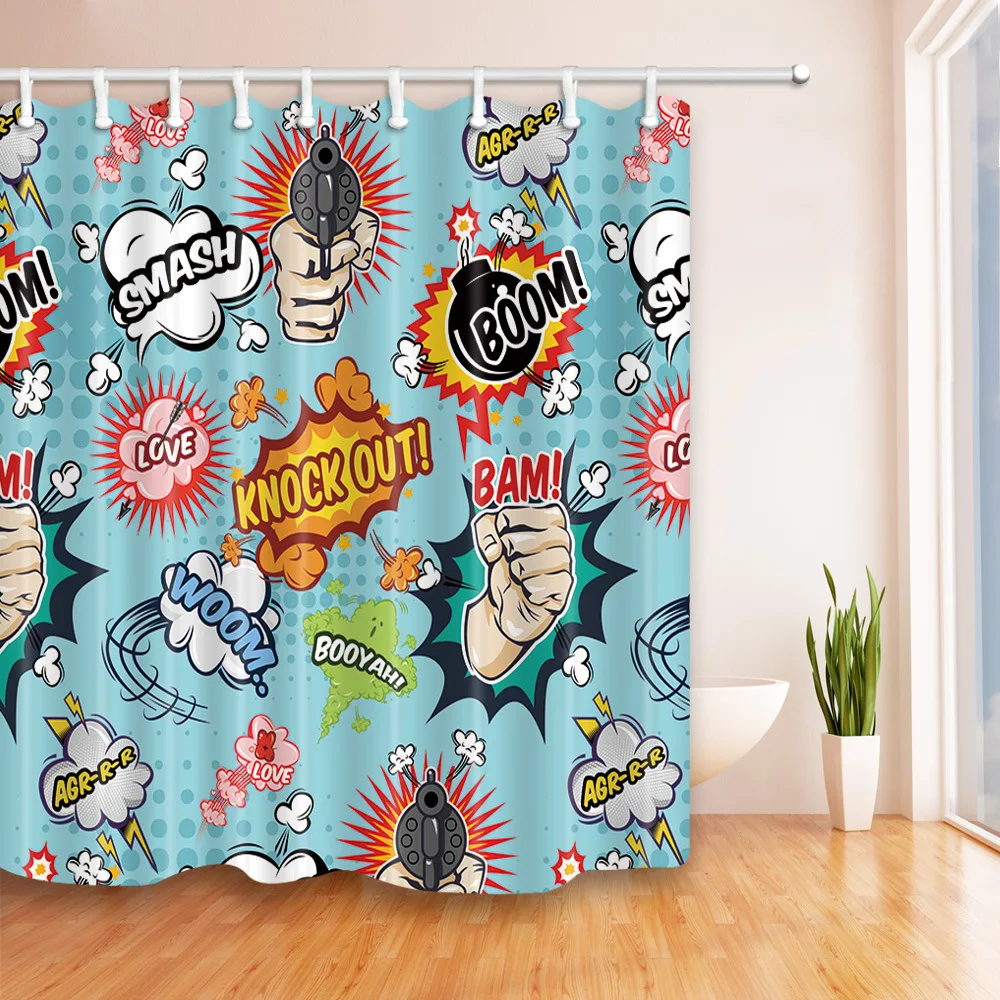

Explosion Digital Printing Shower Curtain Polyester Waterproof Shower Curtain Creative Pattern