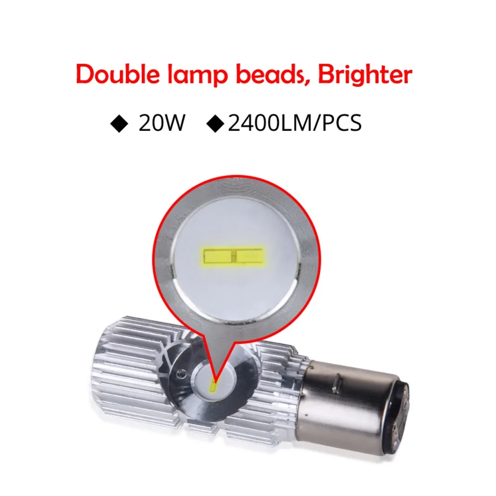 1 шт. H4 HS1 светодиодный фара для мотоцикла 12 В 20 Вт Светодиодный фонарь 2400LM CSP чип