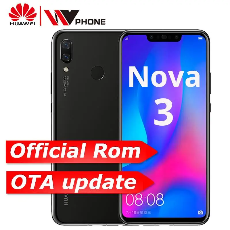 Huawe nova 3 6 дюйма 4 камеры мобильного телефона Кирин 970 Восьмиядерный лица ID Android 8 1