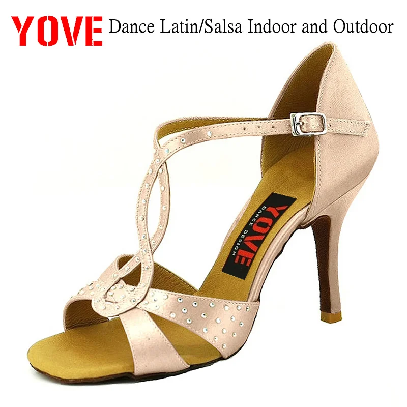 LD 7098 танцевальная обувь YOVE Bachata/Сальса женская обувь|salsa dance shoes|dance shoesdance shoes satin |