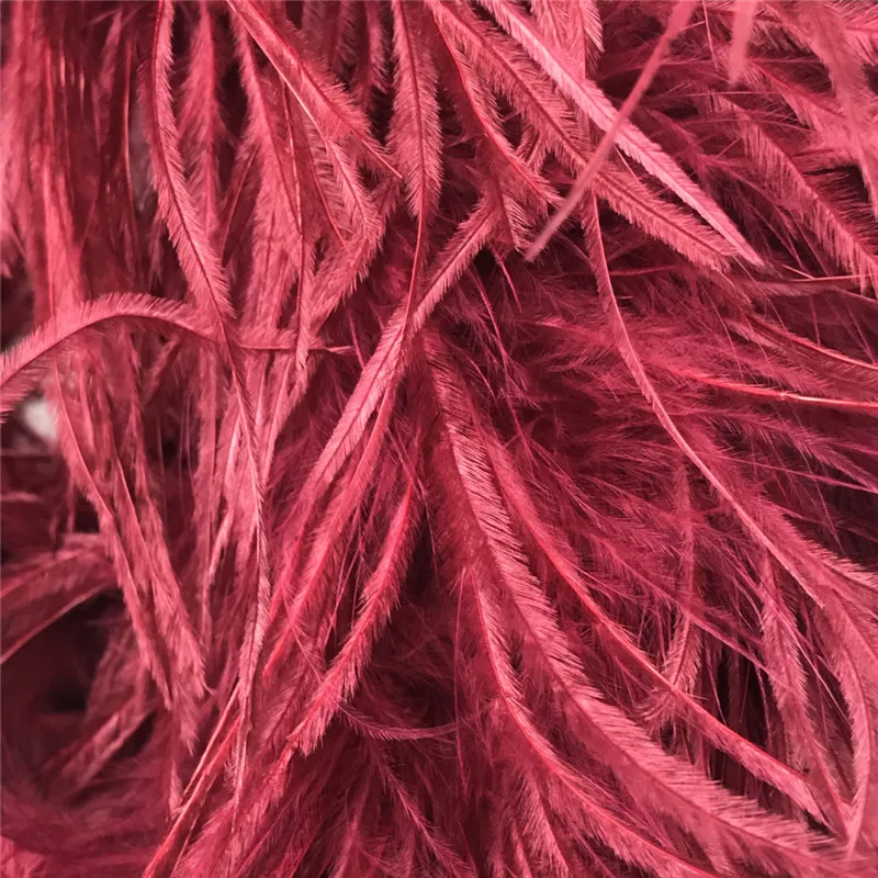 2 м/лот темно-красный боа из страусиных перьев костюмы/отделка для вечерние