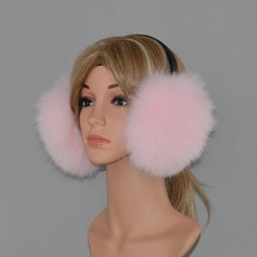 pink Новые DIY русские женские зимние теплые пушистые меховые наушники из натуральной лисы и ушанка роскошные меховые наушники ручной работы из натурального меха лисы - Цвет: pink