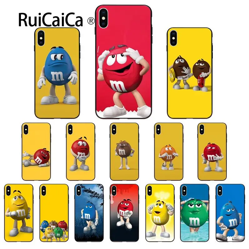 Ruicaica M &amp M's шоколадный черный мягкий чехол для телефона iPhone X XS MAX 6 6S 7 7plus 8 8Plus 5 5S