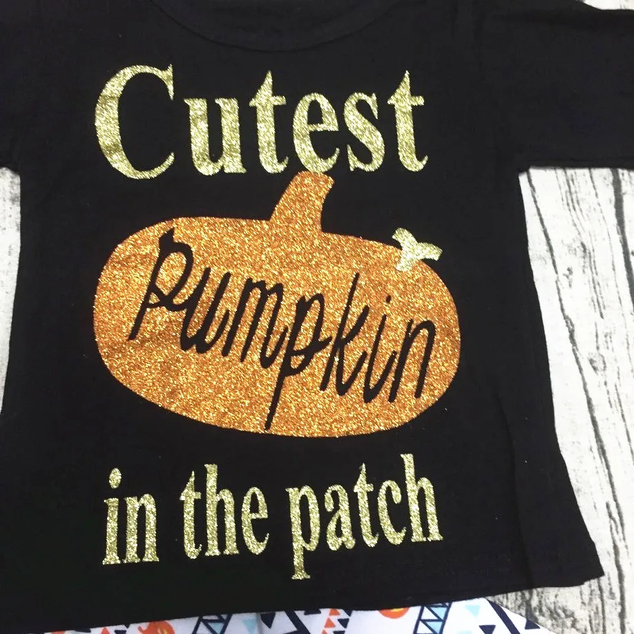 2017 baby girls pumpkin outfits halloween kids boutique girl children sets with matching necklace and bow | Детская одежда и обувь