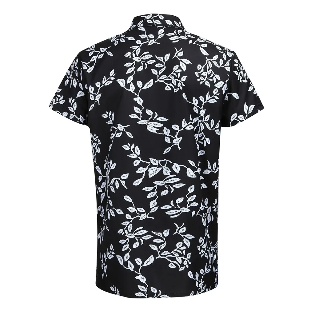 

S-3XL Men's Baggy Beach Hawaiian Print Short Sleeve Button Retro Shirts Tops Blouse Men Clothing Soft Comfortable Men's Shirt