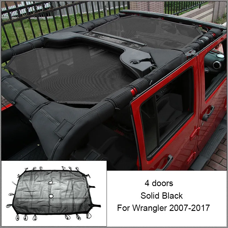 Черный BAWA Солнцезащитная сетка Верхняя Крышка для Jeep Wrangler JK JKU 2007- УФ Защита от солнца 2 двери 4 двери - Название цвета: Черный