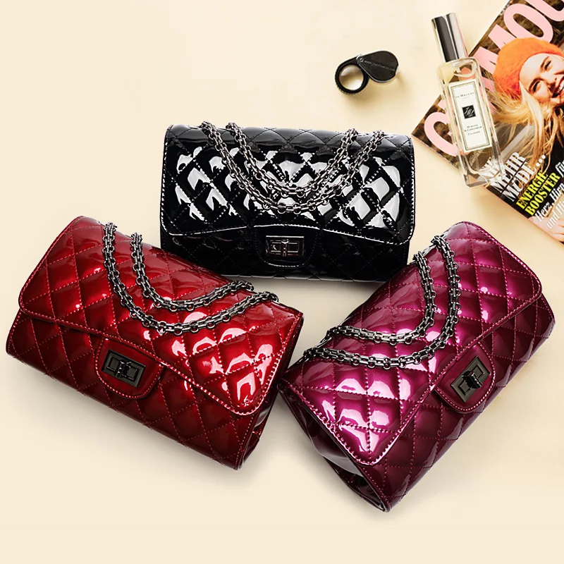 Статья 2017 Новый Лакированной Кожи Лин Грузии Цепи Небольшой Размер Пакета