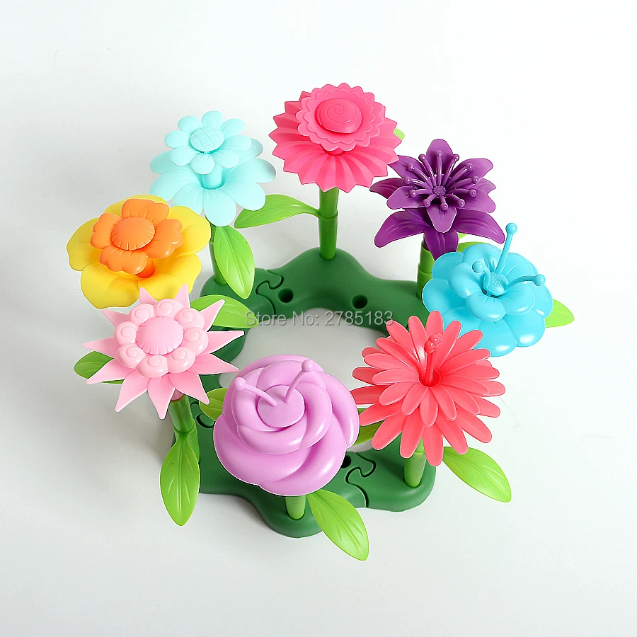 DIY Flower Build The Bouquet Dream garden Девочки Цветы соединяющиеся блоки, игрушки развивающие творческие ролевые игры игрушки 100 шт