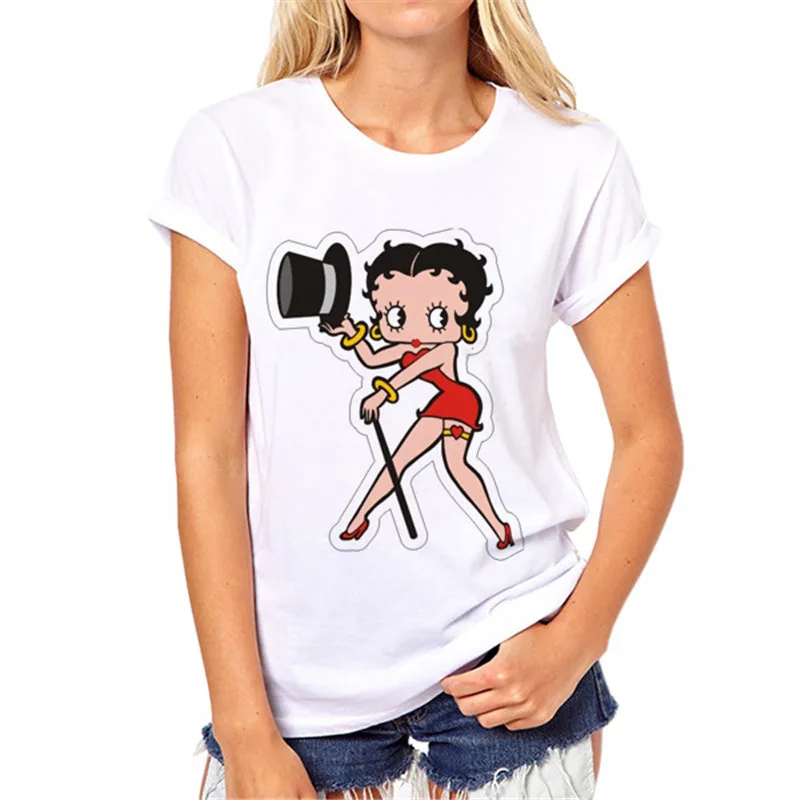 Новая женская футболка Betty Boop с принтом Белоснежки милым животным Повседневная