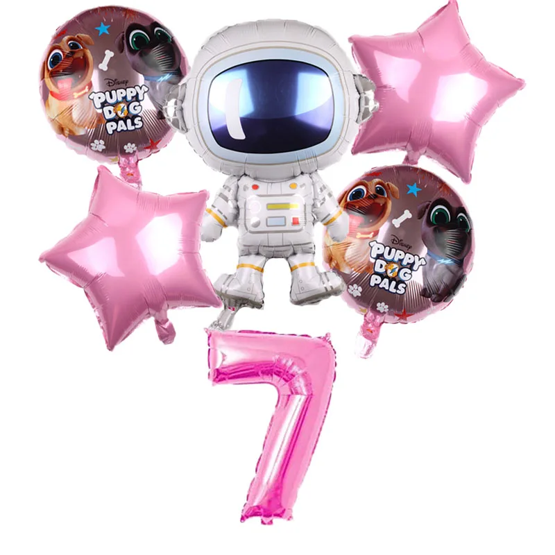 pink 7 6 шт. космический корабль Звездные войны воздушные шары набор BB-8 робот фольги воздушный шар щенок собаки Pals детский 32 дюймов номер День рождения украшения - Цвет: pink 7