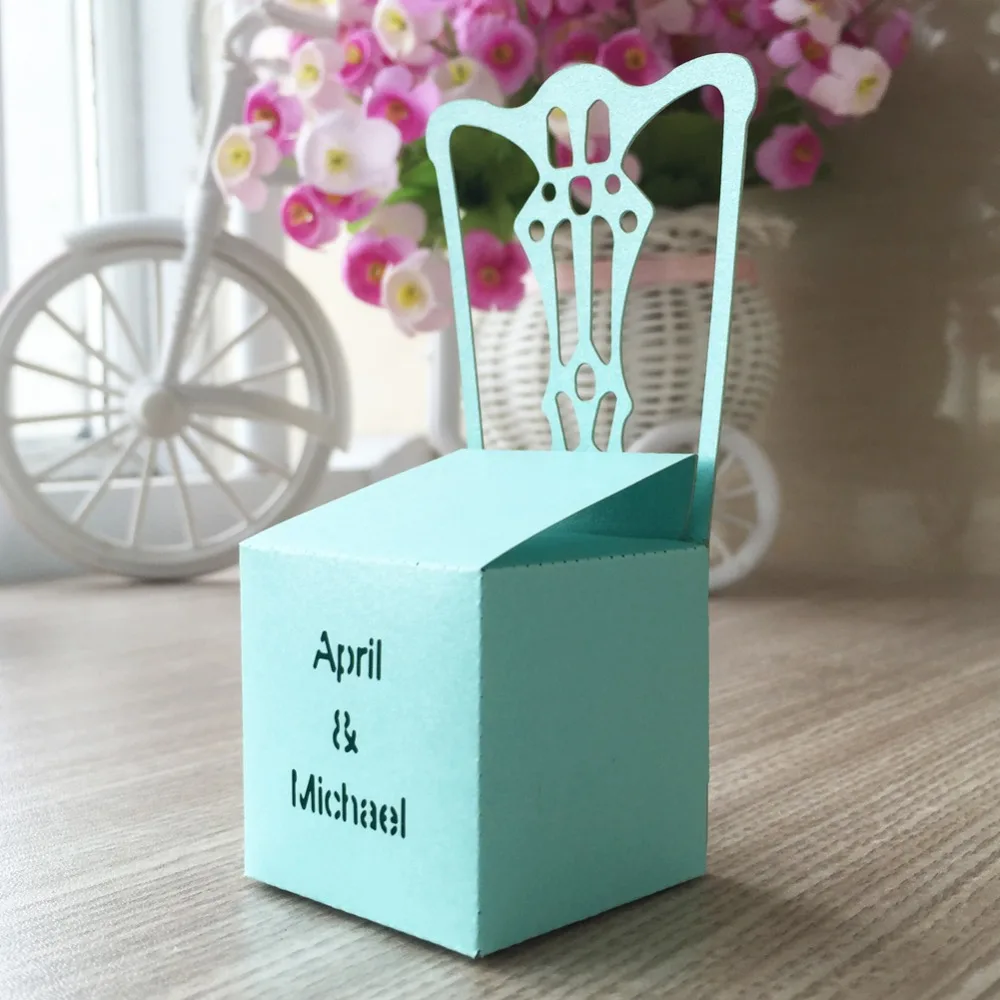 50 шт./партия Бесплатная печать лазерная резка дизайн стула детский душ свадебные