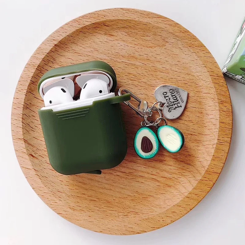 Милый защитный чехол для AirPods 2 фруктовая Пряжка авокадо Bluetooth беспроводной наушник силиконовый чехол сумка для Airpods прекрасная цепочка для ключа