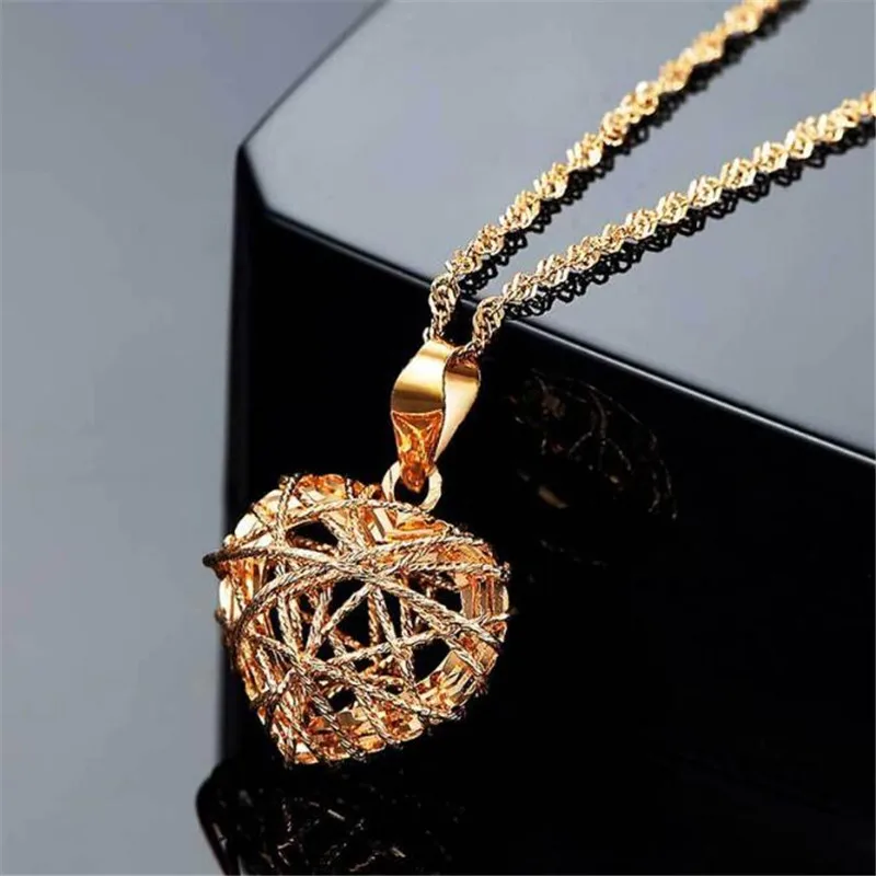 Wholesale Drop Shipping Fashion 18K Gold AU750 Jewelry Elegant Charm Retro Exquisite Hollow Heart Necklace Pendant 11.50mm*14.00 | Украшения