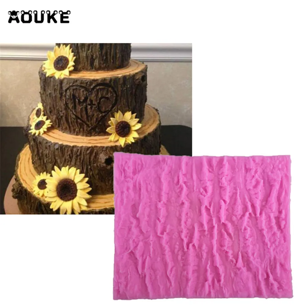Aouke древесной коры Форма Моделирование формы торт украшения Fondant (сахарная)