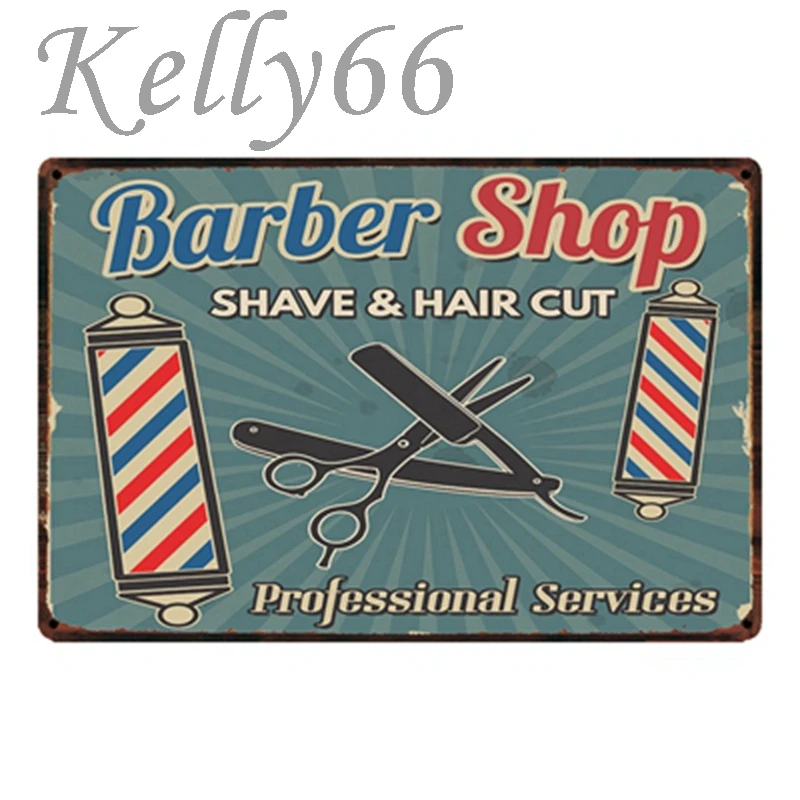 [Kelly66] Парикмахерская ShopShave & Уход за волосами металлический знак олова плакат