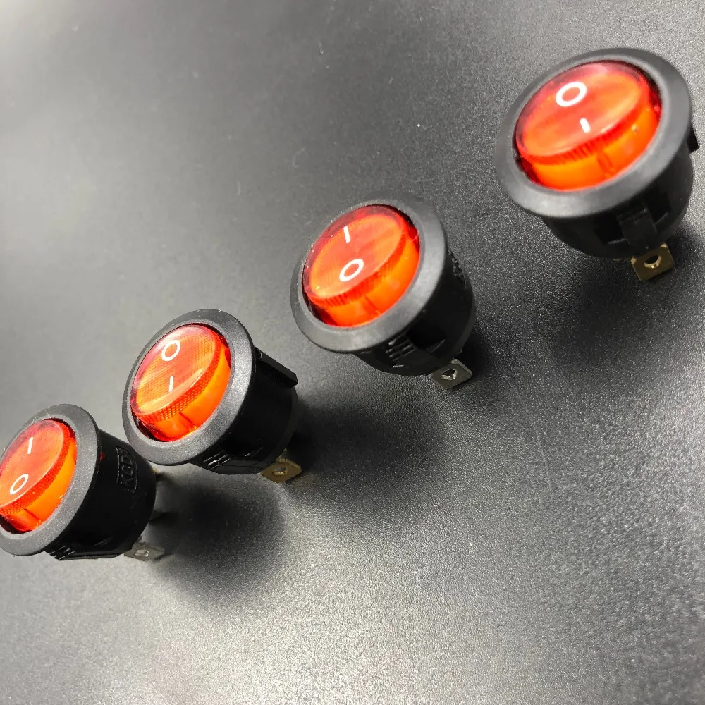 3 шт./лот 3A/250V Red Light Двухсторонний черный клавишный переключатель вкл/выкл с