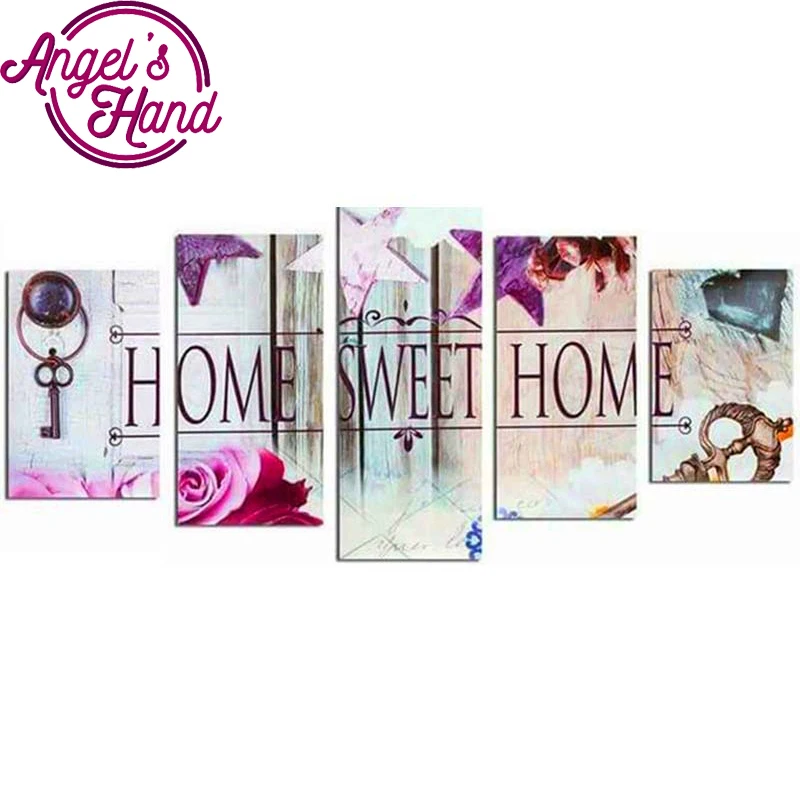 

5D DIY Full diy Square round 5pcs 5d Diamond Painting home Sweet Home Combination diamond Embroidery Mosaic Home Decor painting