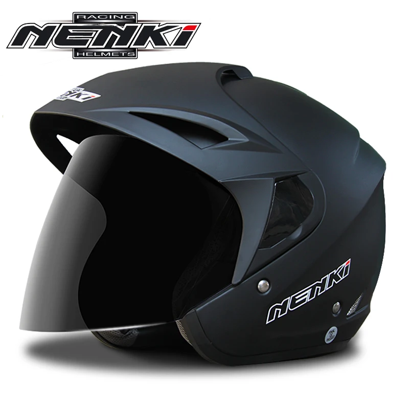 NENKI мотоцикл с открытым лицом двойной козырек объектив шлем Casco мото Винтажный