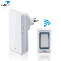 saful wireless doorbell 25 110db adjustable push button euauusuk plug waterproof battery electric smart home chime door bell
